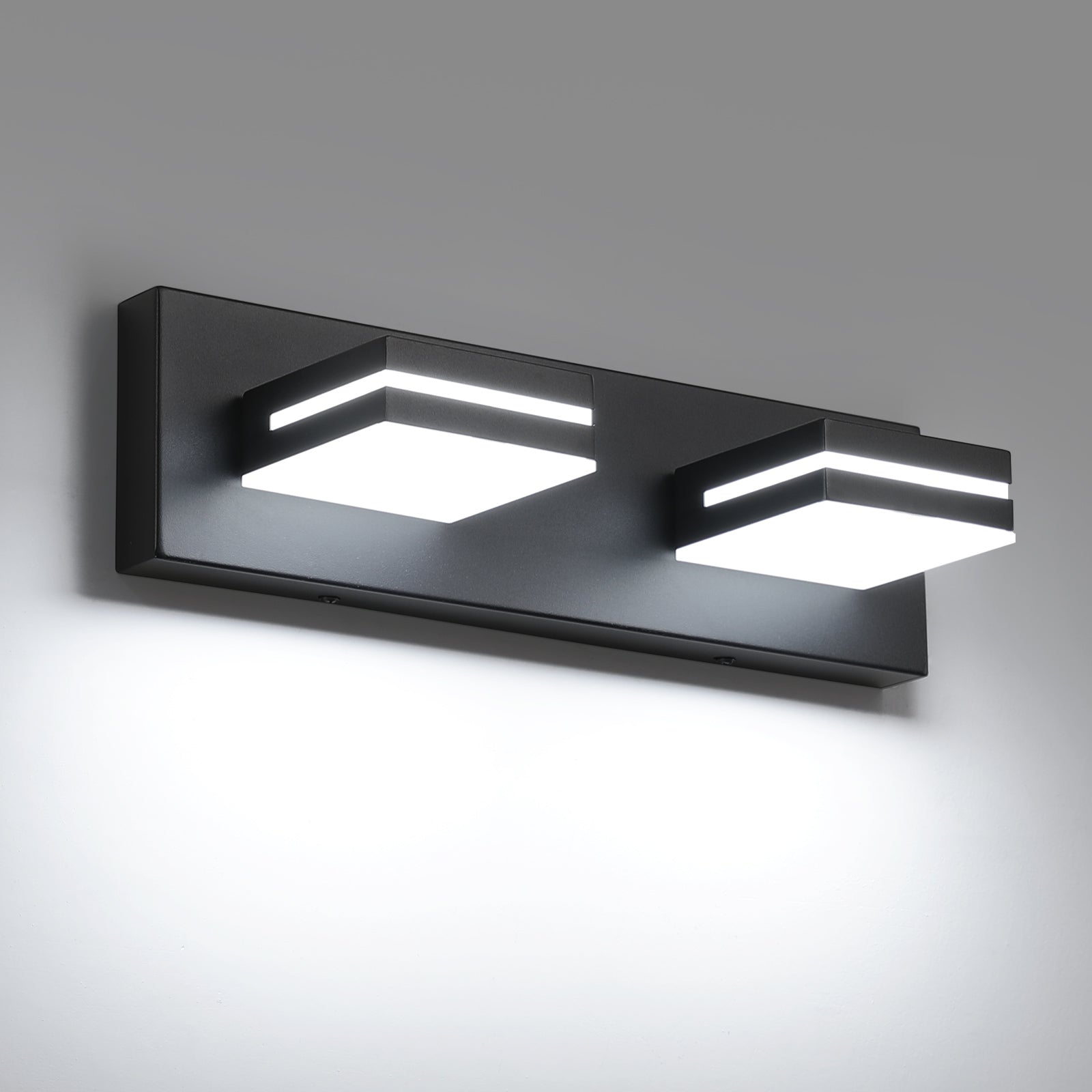 SineRise LED Modern Bathroom Vanity Light Fixtures, Modern Acrylic Bathroom Wall Lighting Fixtures Over Mirror (Cool White 6000K) (3-Light, 24-Inch), Matte Black- Non-dimmable