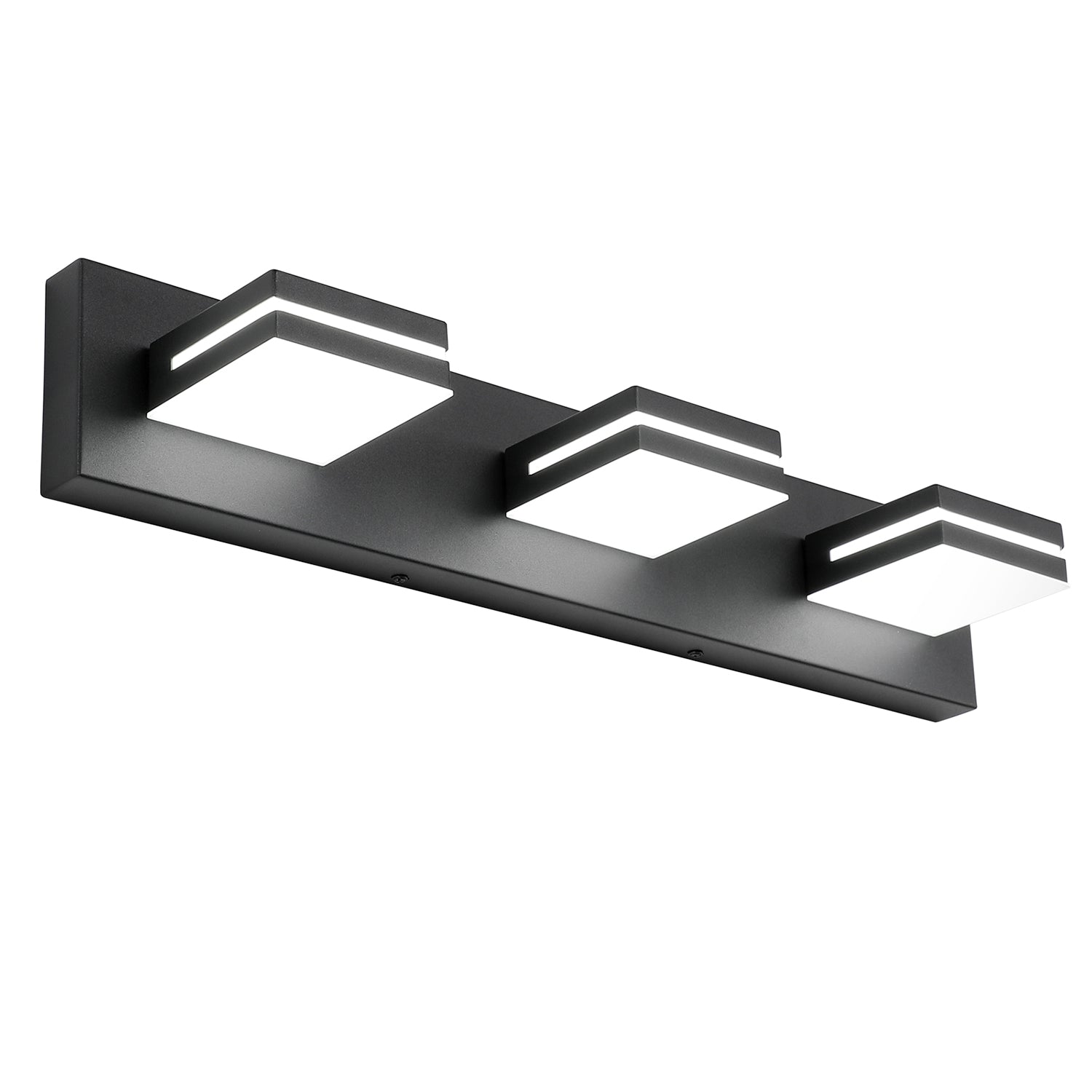 SineRise LED Modern Bathroom Vanity Light Fixtures, Modern Acrylic Bathroom Wall Lighting Fixtures Over Mirror (Cool White 6000K) (3-Light, 24-Inch), Matte Black- Non-dimmable