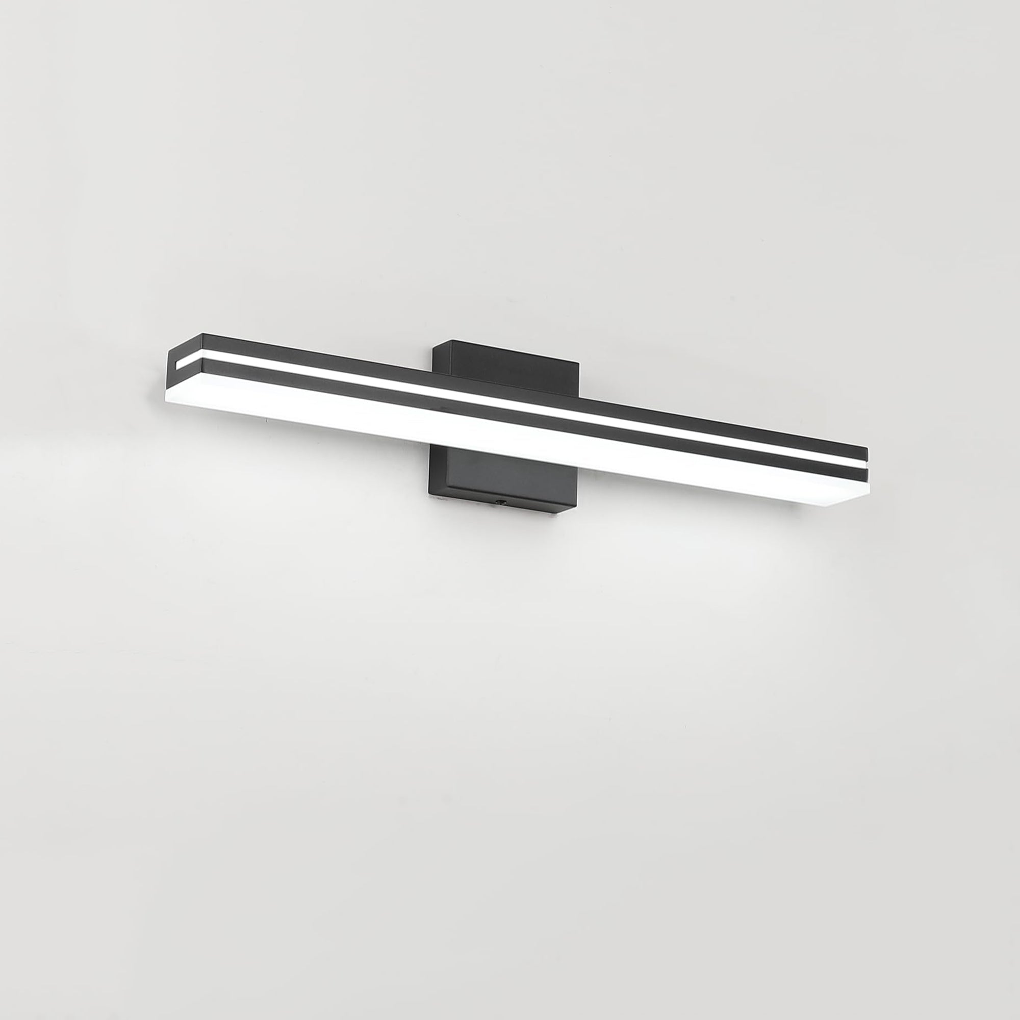 SineRise 24-Inch LED Modern Bathroom Vanity Light Bar, Matte Black Modern Acrylic Bathroom Wall Lighting Fixtures Over Mirror (Cool White 6000K)
