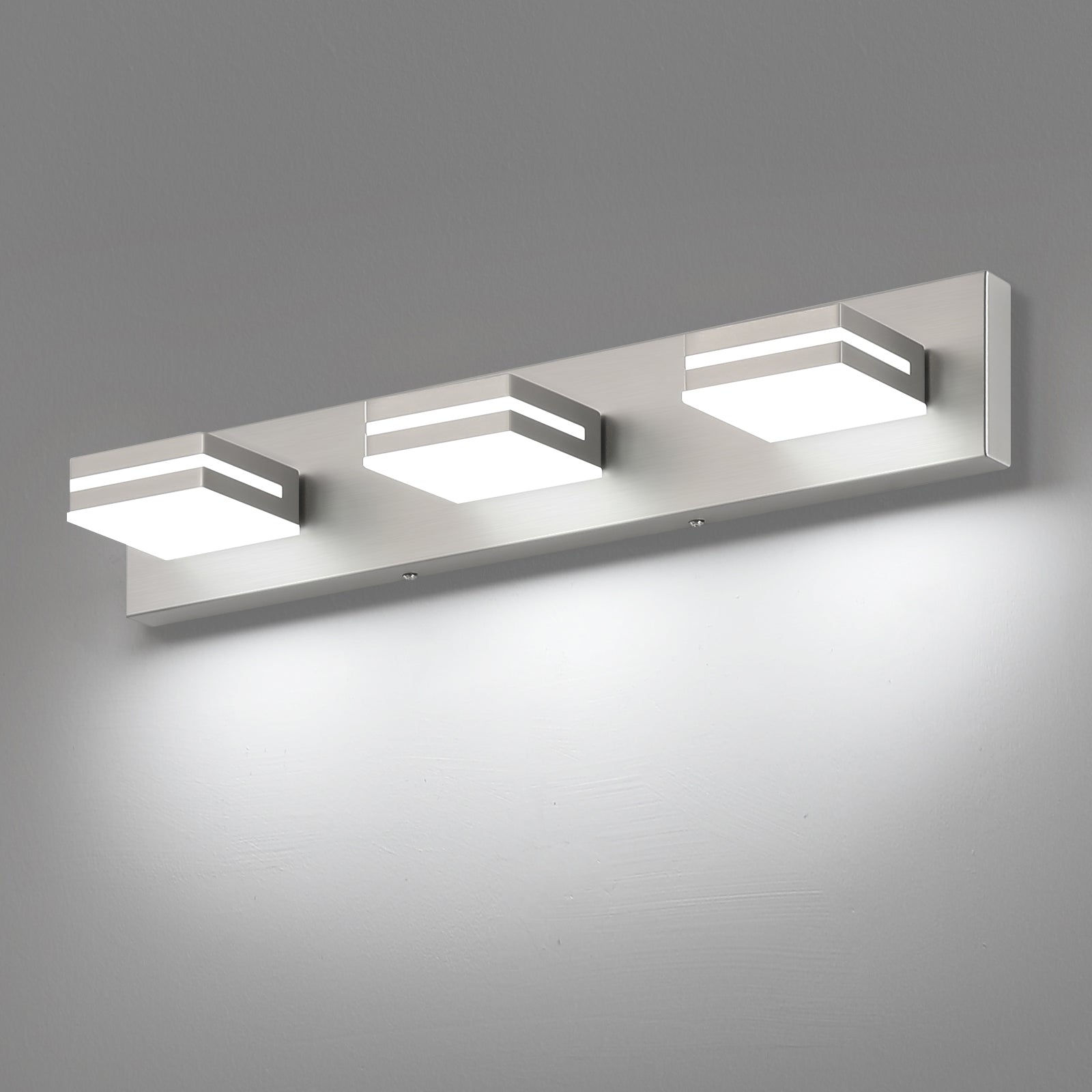 SineRise LED Modern Bathroom Vanity Light Fixtures, Modern Acrylic Bathroom Wall Lighting Fixtures Over Mirror (Cool White 6000K) (3-Light, 24-Inch), Matte Black- Non-dimmable