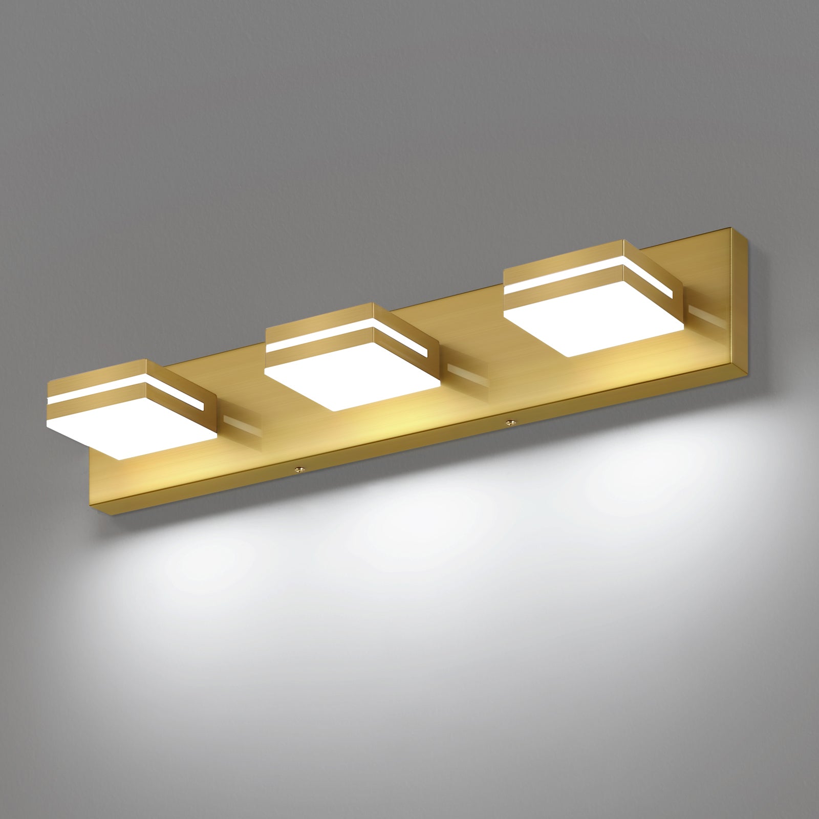 SineRise LED Modern Bathroom Vanity Light Fixtures, Modern Acrylic Bathroom Wall Lighting Fixtures Over Mirror (Cool White 6000K) (3-Light, 24-Inch), Matte Black- Non-dimmable