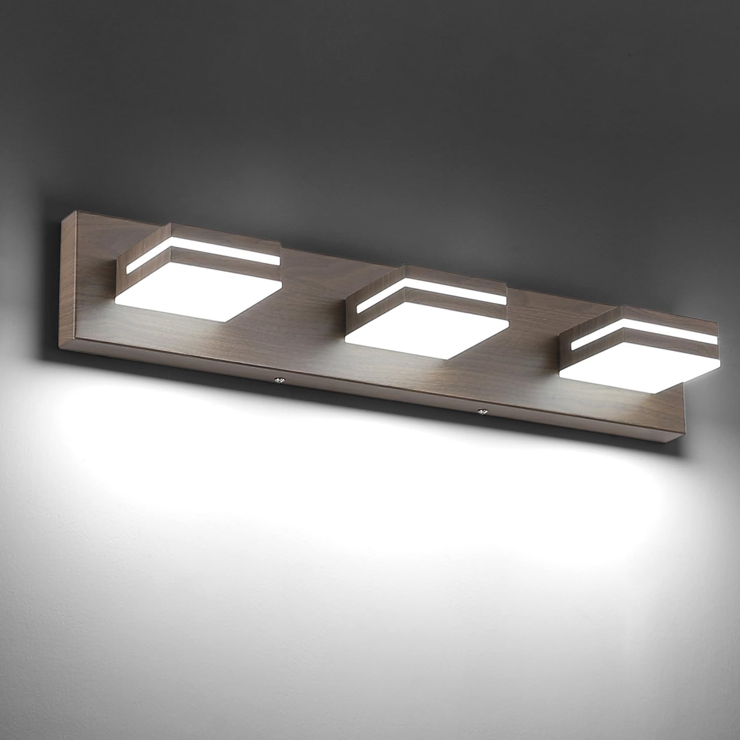 SineRise LED Modern Bathroom Vanity Light Fixtures, Modern Acrylic Bathroom Wall Lighting Fixtures Over Mirror (Cool White 6000K) (3-Light, 24-Inch), Matte Black- Non-dimmable