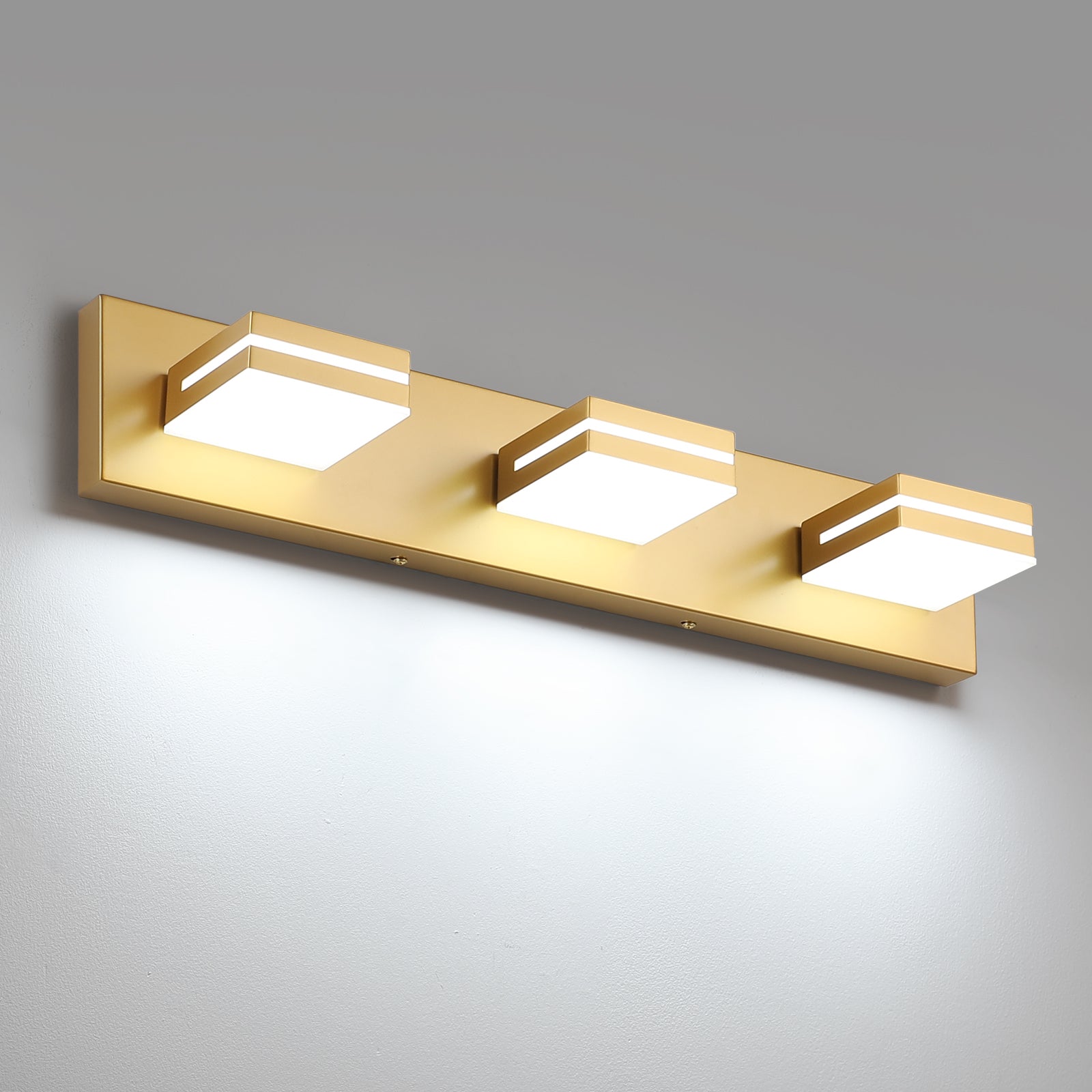 SineRise LED Modern Bathroom Vanity Light Fixtures, Modern Acrylic Bathroom Wall Lighting Fixtures Over Mirror (Cool White 6000K) (3-Light, 24-Inch), Matte Black- Non-dimmable