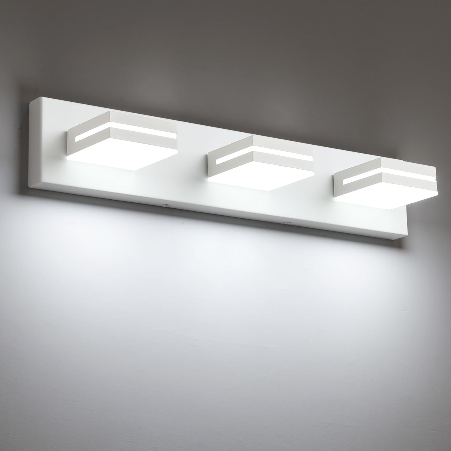 SineRise LED Modern Bathroom Vanity Light Fixtures, Modern Acrylic Bathroom Wall Lighting Fixtures Over Mirror (Cool White 6000K) (3-Light, 24-Inch), Matte Black- Non-dimmable