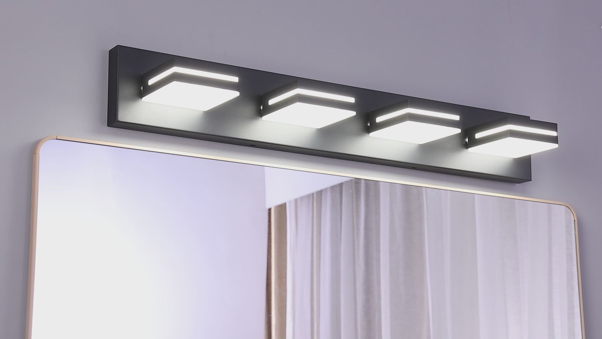SineRise LED Modern Bathroom Vanity Light Fixtures, Modern Acrylic Bathroom Wall Lighting Fixtures Over Mirror (Cool White 6000K) (3-Light, 24-Inch), Matte Black- Non-dimmable